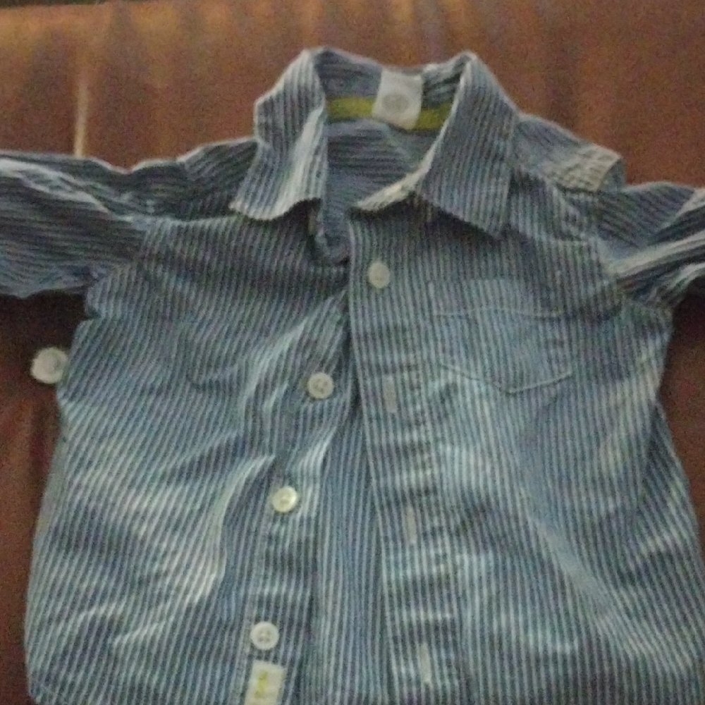 Carter's Classic Navy & White Striped Button-Down Shirt – 6 Months - Picture 2 of 2